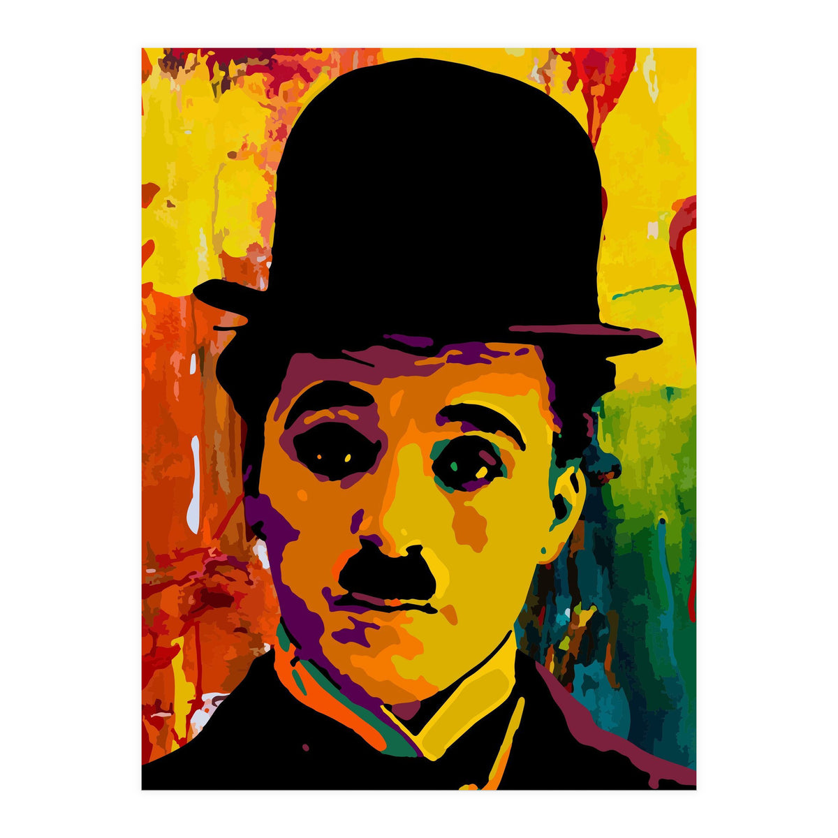 Charlie Chaplin Colorful Abstract Art (Print Only)