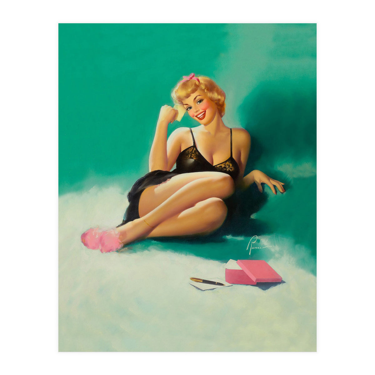 Sexy Pinup Girl With Phone Number For You (Print Only)