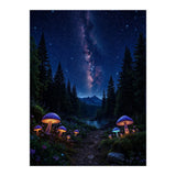 Enchanted Midnight Forest: Glowing Mushrooms and Milky Way (Print Only) thumbnail