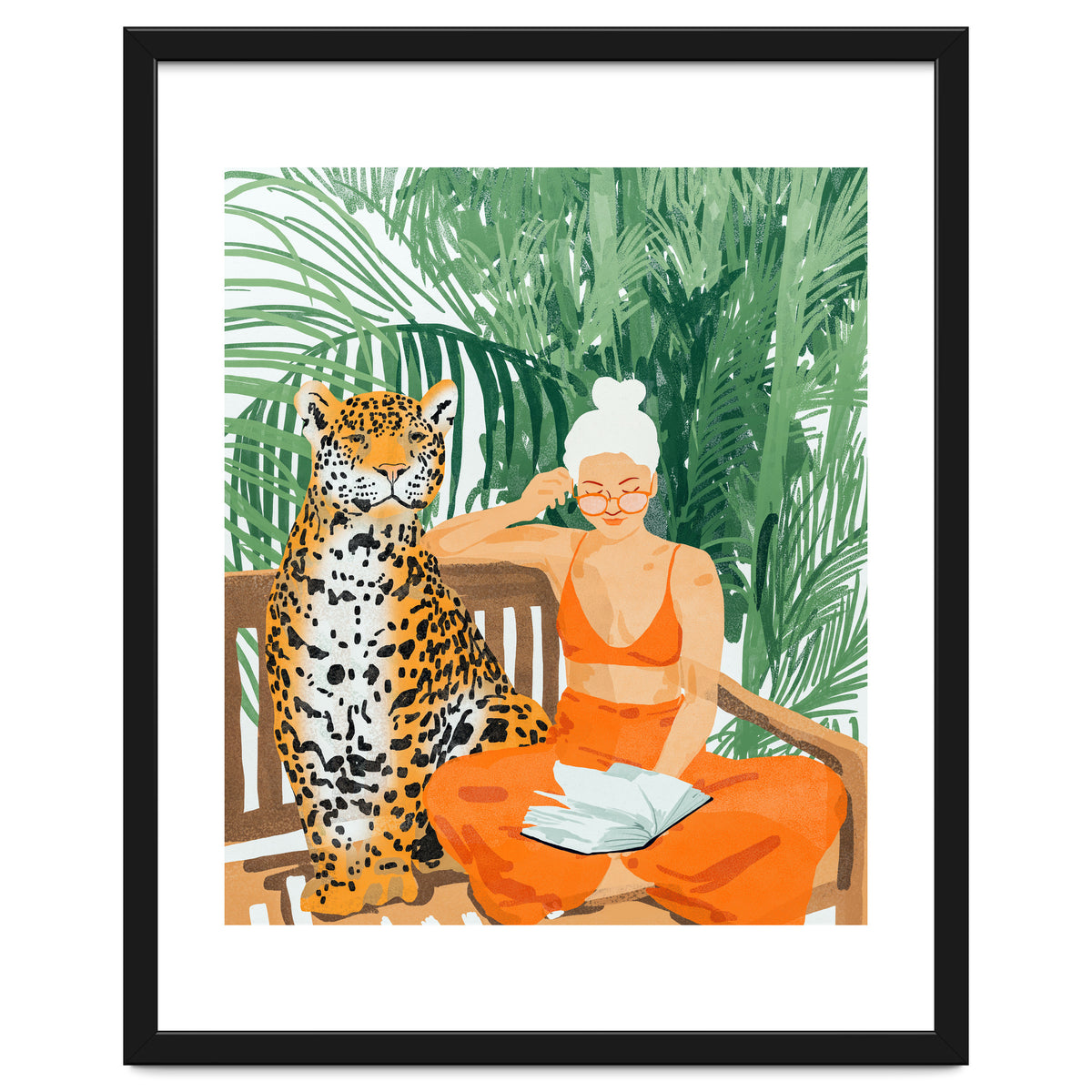 Jungle Vacay | Modern Bohemian Blonde Woman Tropical Travel | Leopard Wildlife Forest Reader