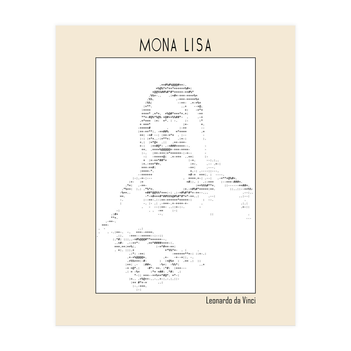 Mona Lisa – Leonardo Da Vinci Ascii Art (Print Only)