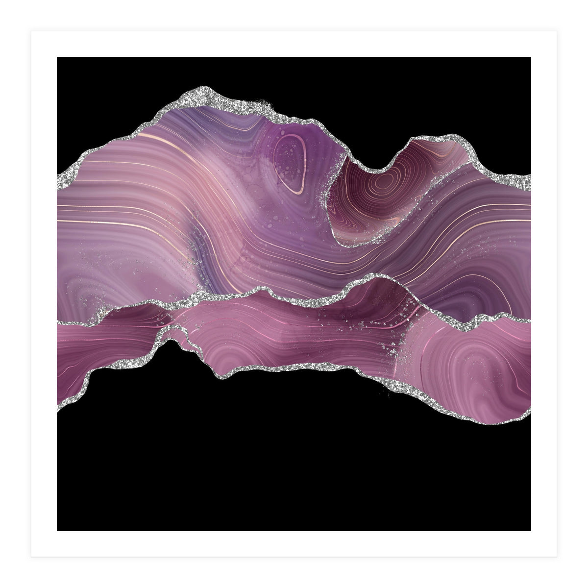 Mauve & Silver Agate Texture 04  (Print Only)