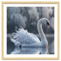Majestic White Swan Gracefully Floating On Water