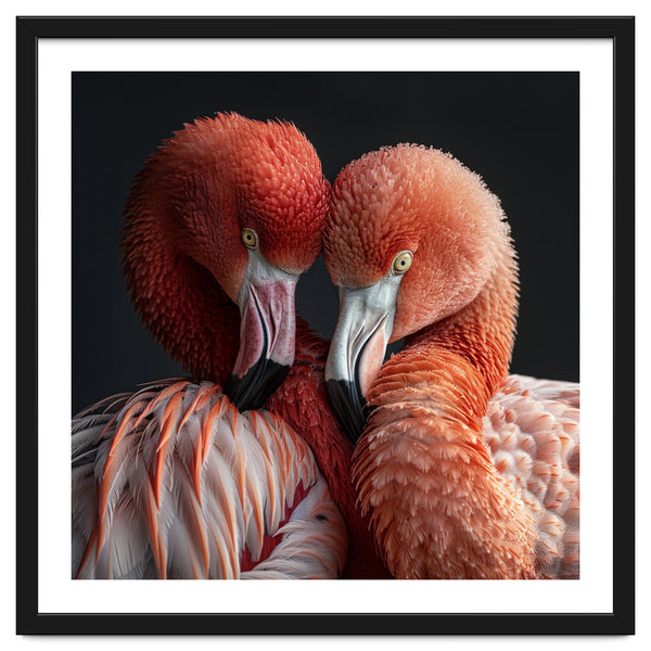 Close Up Of Two Flamingos Nuzzling Together
