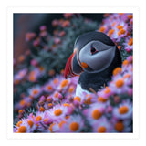 Puffin Bird Among Pink Flowers  (Print Only) thumbnail