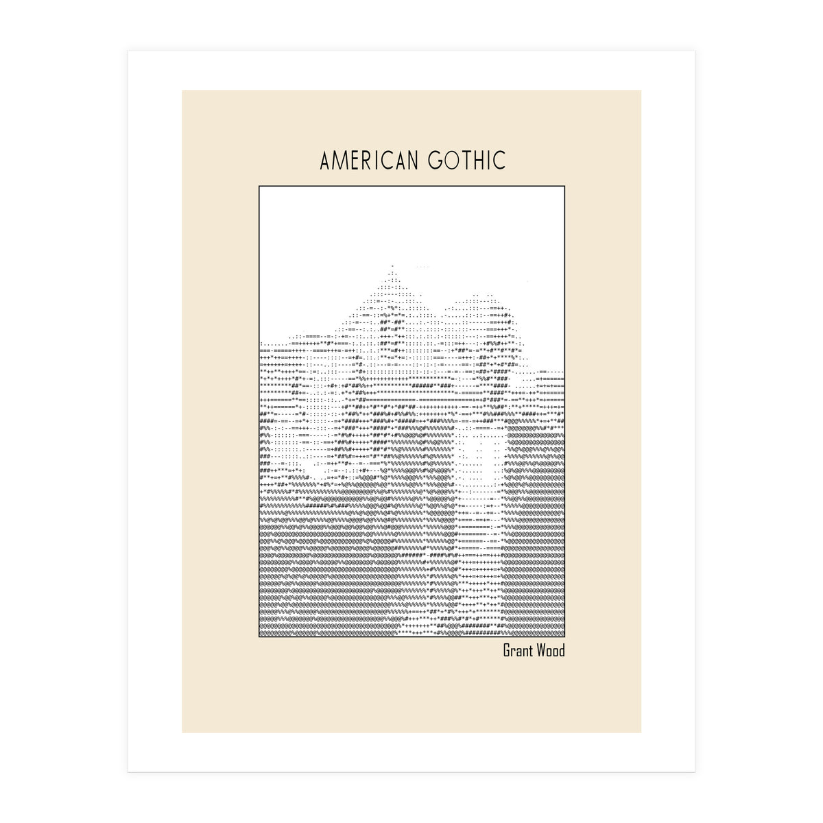 American Gothic – Grant Wood (ascii Art) (Print Only)