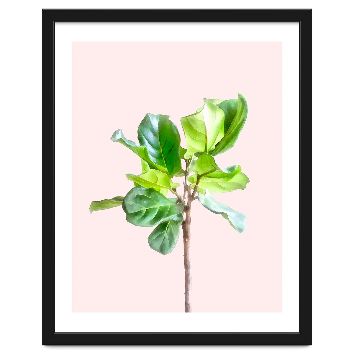 Intimate Energy, Blush Pastel Botanical Plant Minimal Painting, Pink Green Nature