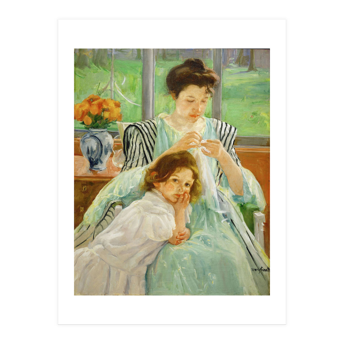 Young mother sewing, 1901 Canvas,92,4 x 73,7 cm. (Print Only)