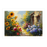 Vibrant Summer Cottage Garden Oil Painting (Print Only) thumbnail