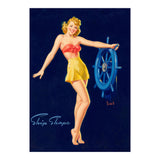 Pinup Girl Is Posing With A Steering Wheel (Print Only) thumbnail