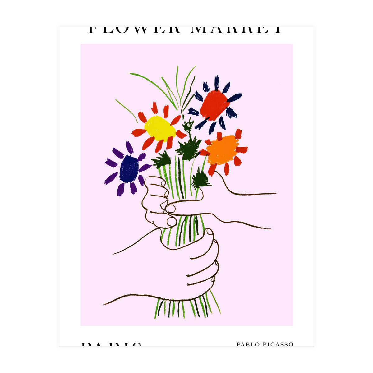 Paris Flower Market Picasso Style Art (Print Only)