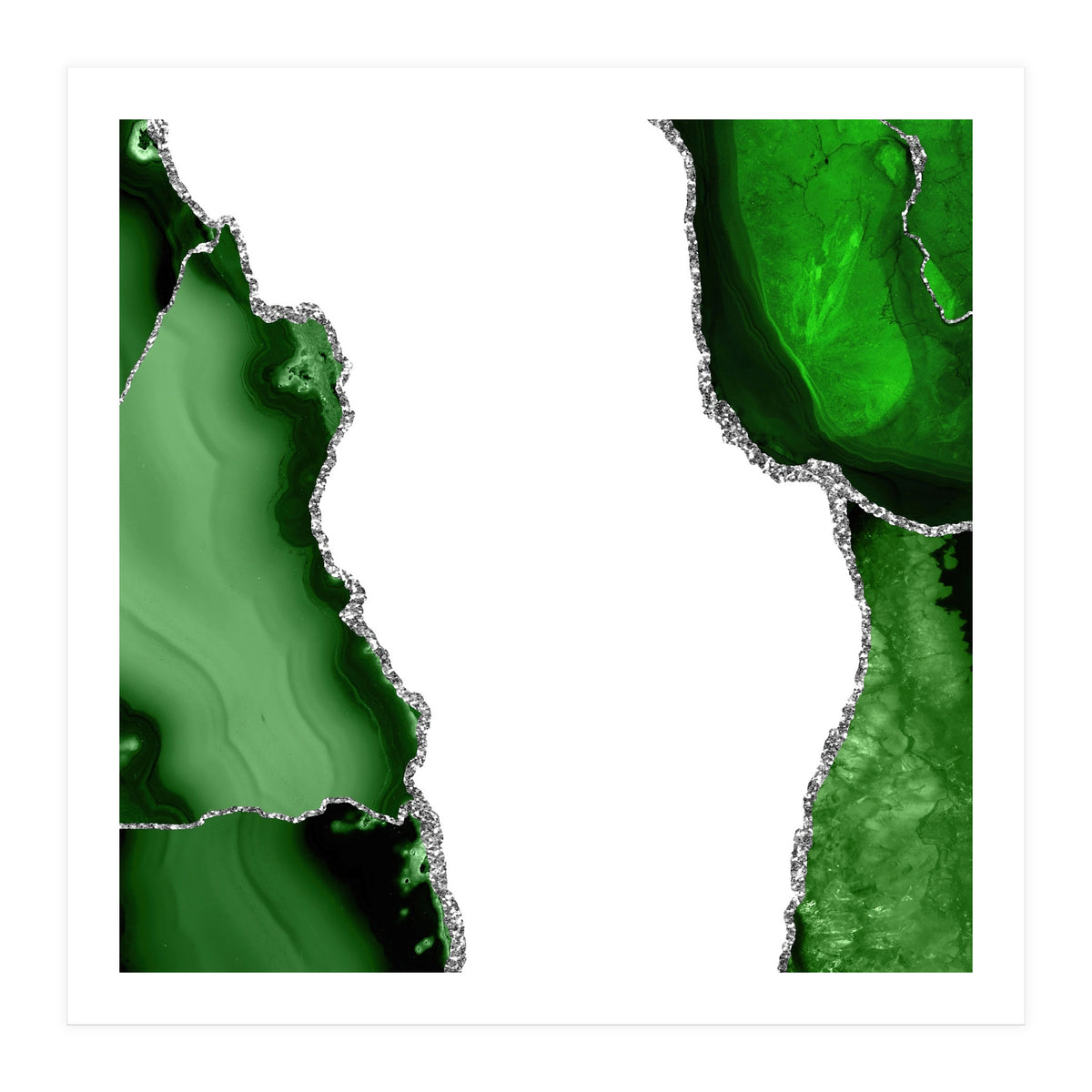 Green & Silver Agate Texture 15  (Print Only)