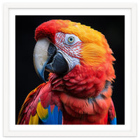 Scarlet Macaw Parrot Close Up Portrait Vivid Colors
