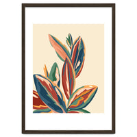 Mediterranean Botanical, Vintage Nature Plants Tropical Nature, Bohemian Eclectic Colorful Leaves Jungle Garden