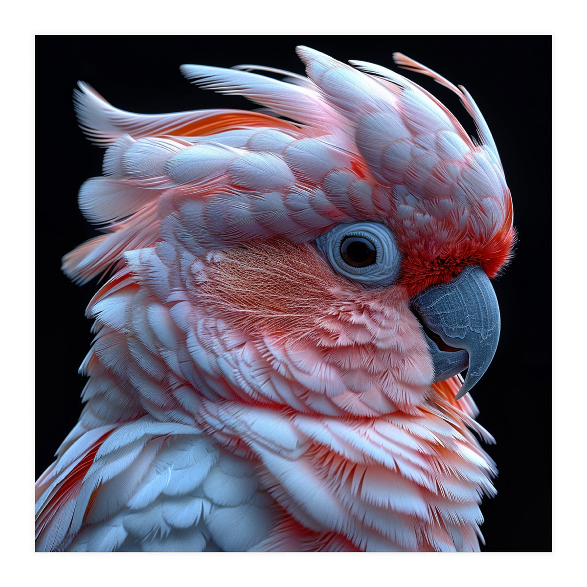 Pink Cockatoo Parrot Close Up Portrait Feather  (Print Only)