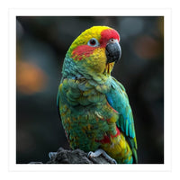 Vibrant Amazon Parrot Perched On A Branch (Print Only)