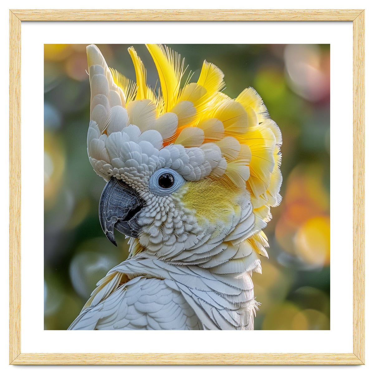 Yellow Crested Cockatoo Bird Close Up Portrait