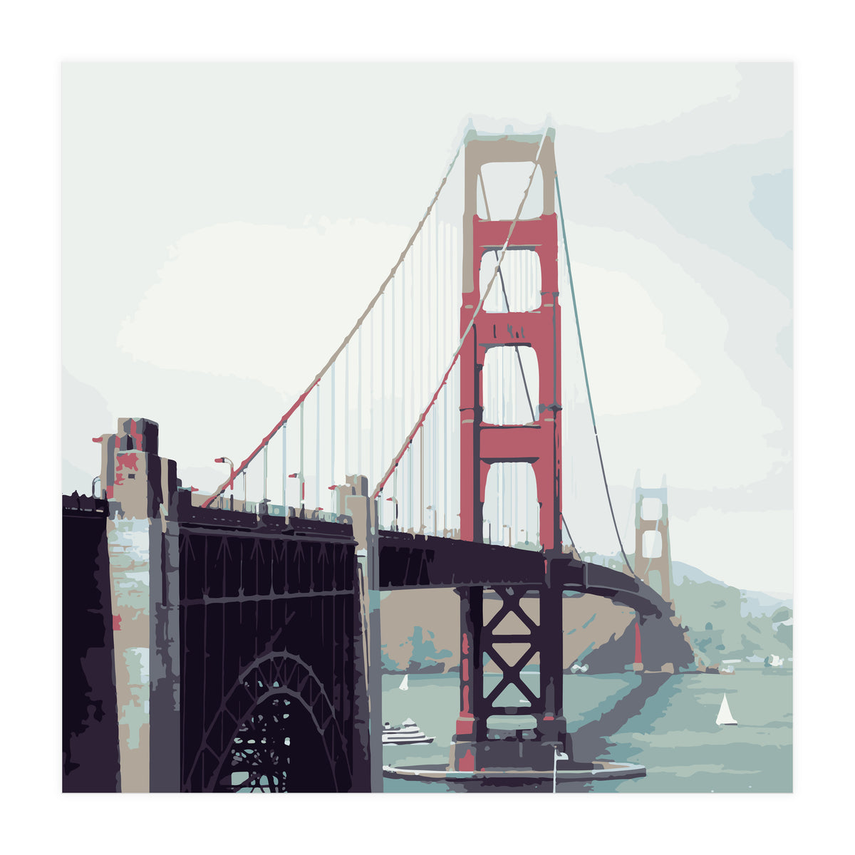 Golden Gate Watercolor Art (Print Only)