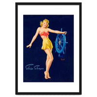 Pinup Girl Is Posing With A Steering Wheel
