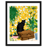 Urban Jungle Cat, Black Cats Pets Terrazzo Decor, Whimsical Bohemian Animals Illustration, Eclectic Quirky Travel thumbnail