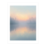 Misty Sunrise Over Pine Forest Lake (Print Only) thumbnail