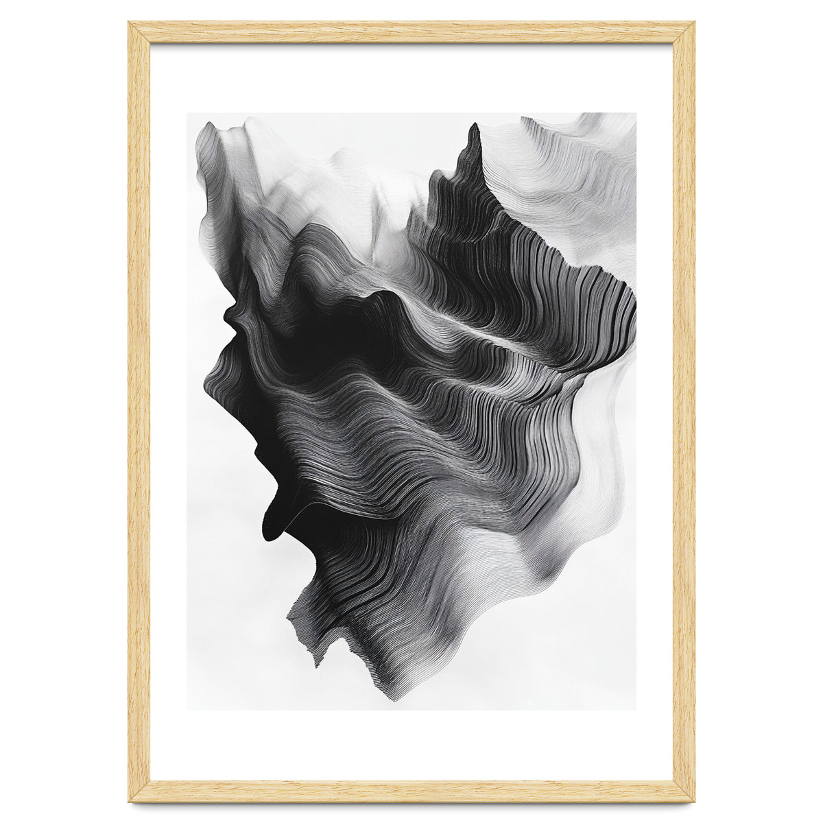 Abstract Black And White Wavy Lines Forming Organic Shapes