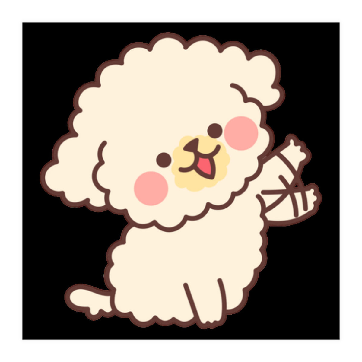 Cute Dog Happily Waving His Paw  (Print Only)