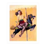Pinup Sexy Girl Riding A Wooden Horse (Print Only) thumbnail