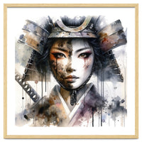 Ink Veil Asian Warrior Woman Portrait