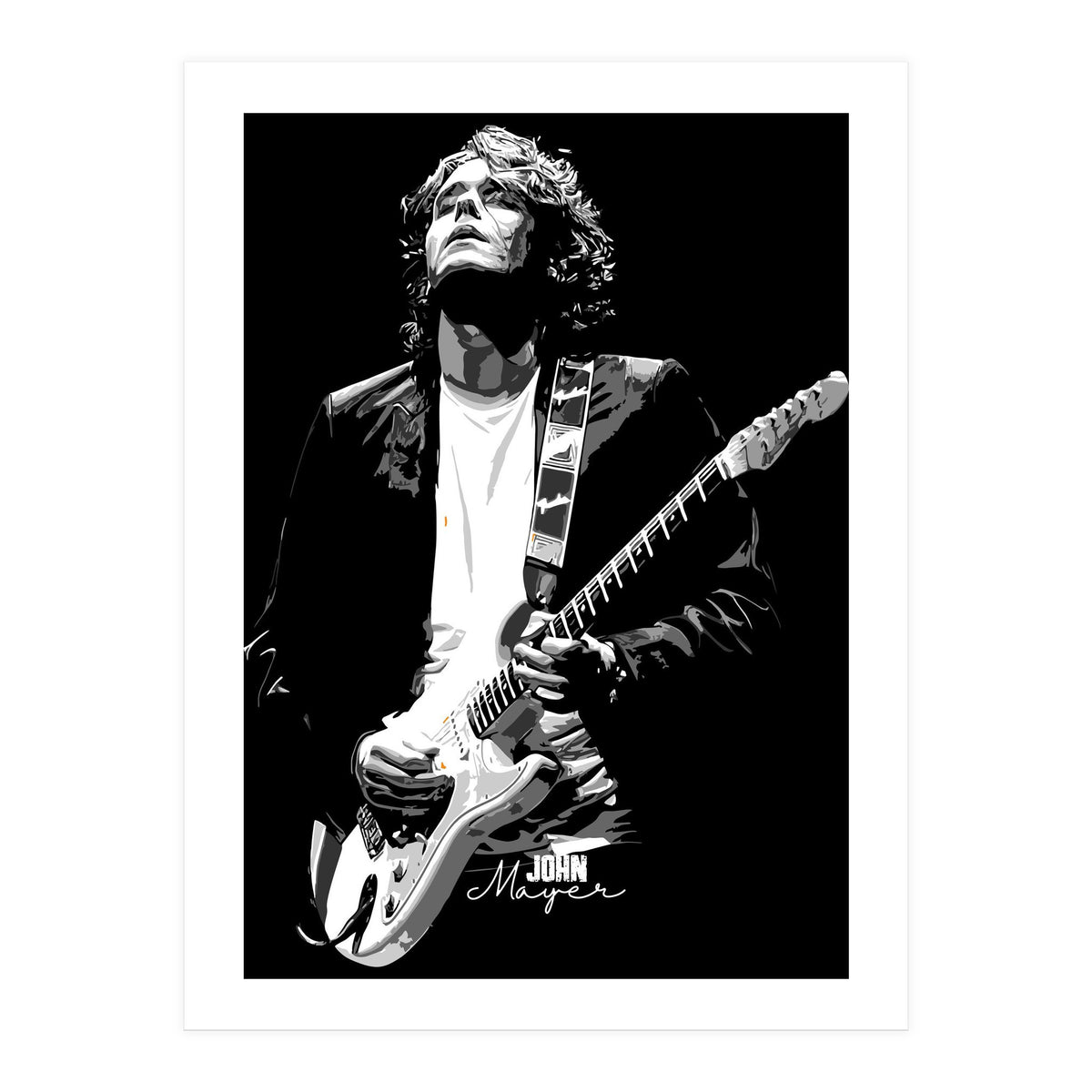 John Mayer American Musician Legend in Grayscale (Print Only)