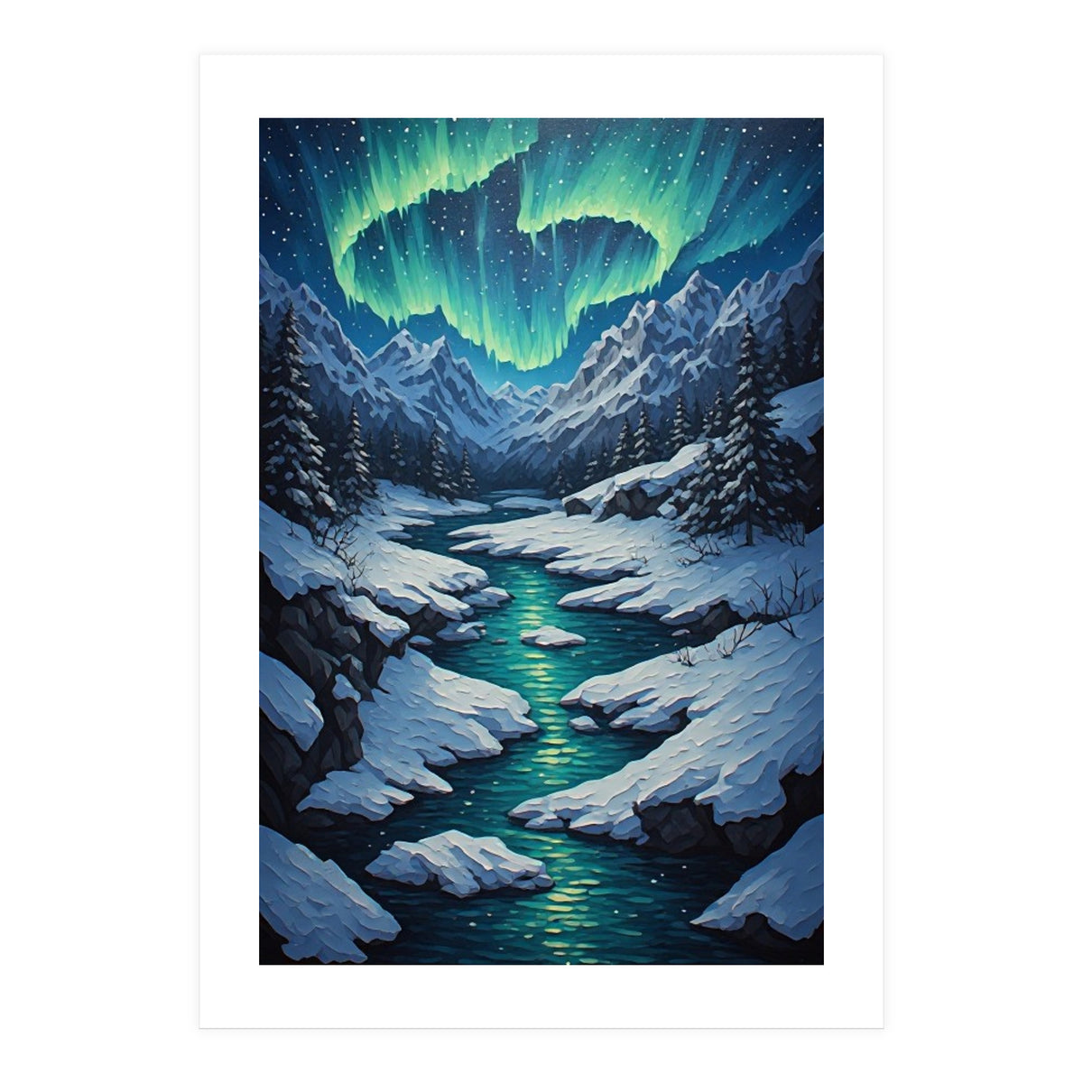 Ethereal Northern Lights: Arctic Winter Valley (Print Only)