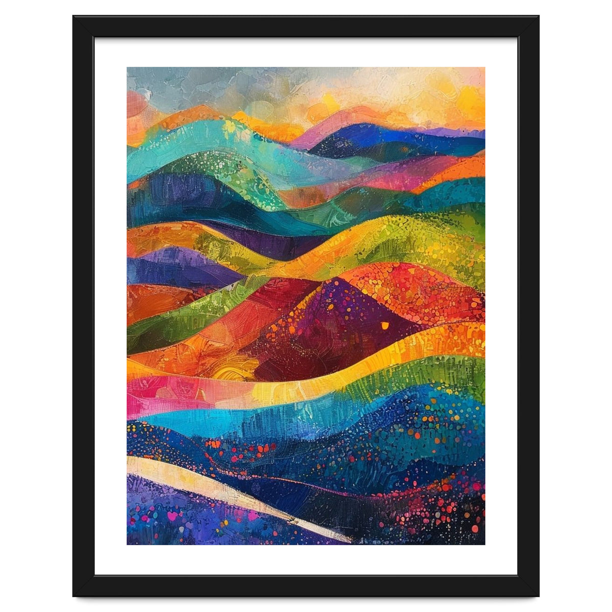 Vibrant Abstract Patchwork Landscape Art