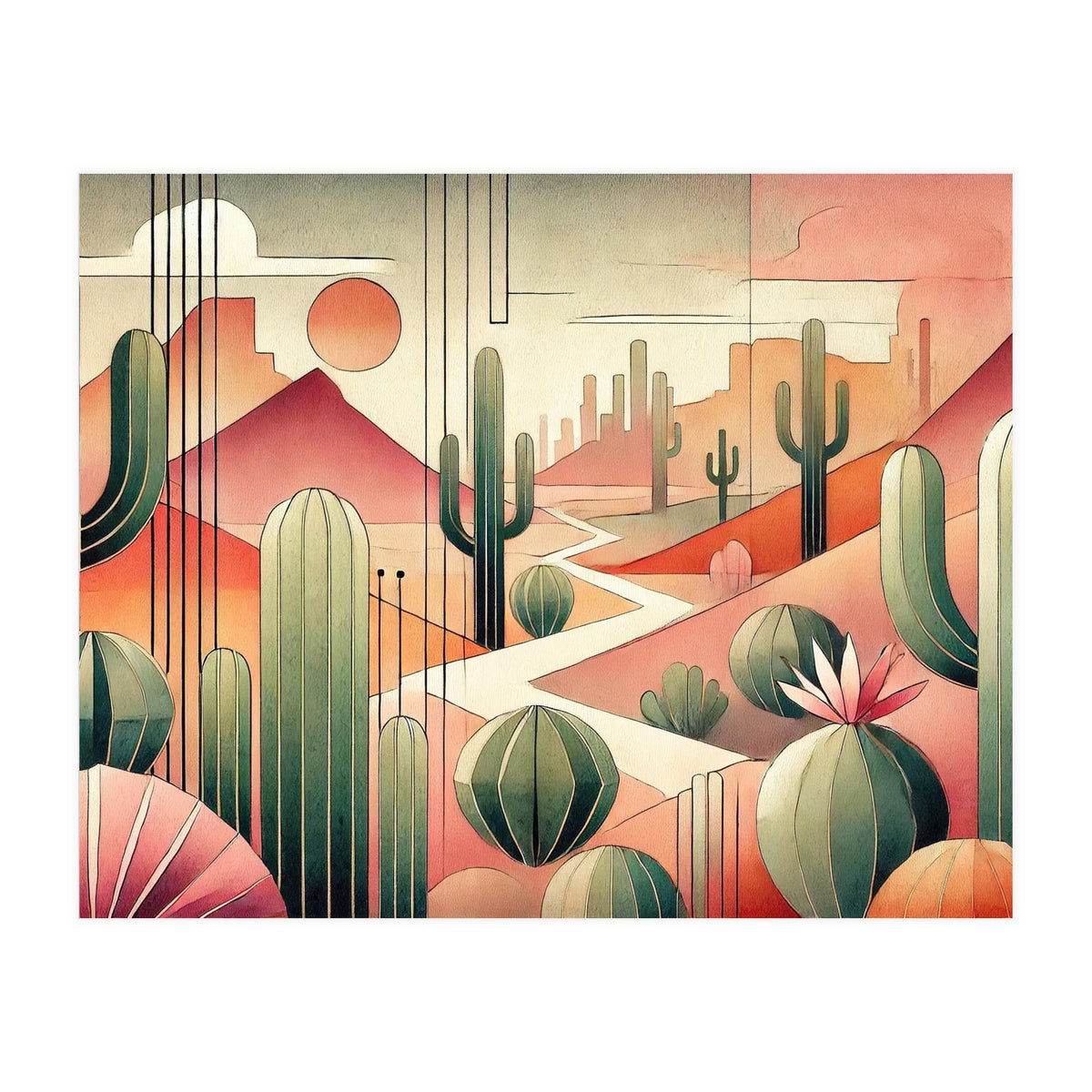 Art Deco Desert Cacti (Print Only)