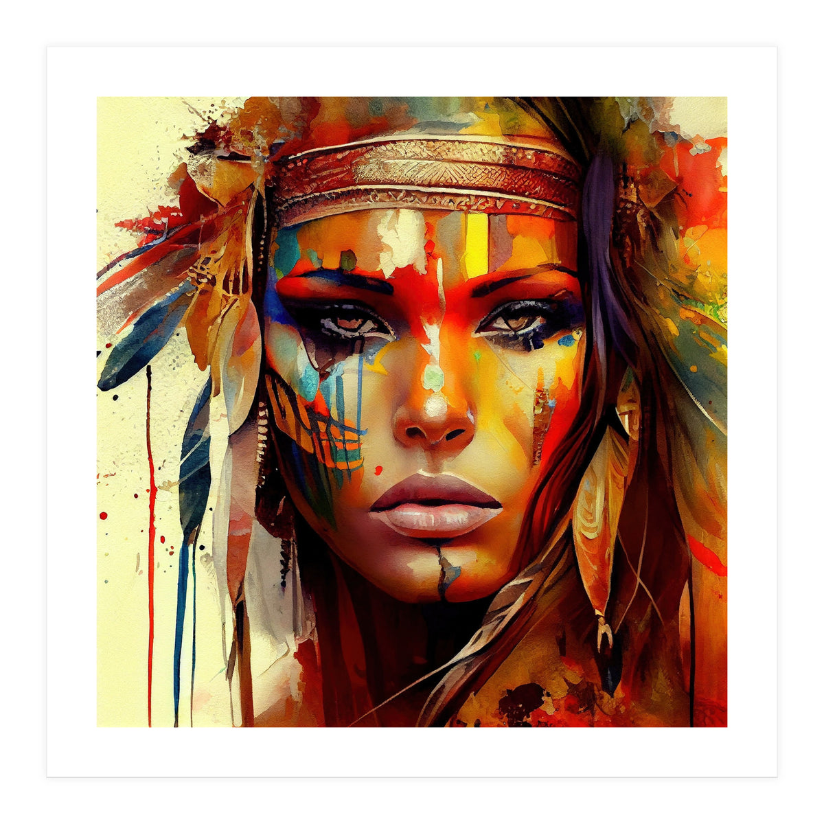 Powerful American Native Woman #6 (Print Only)