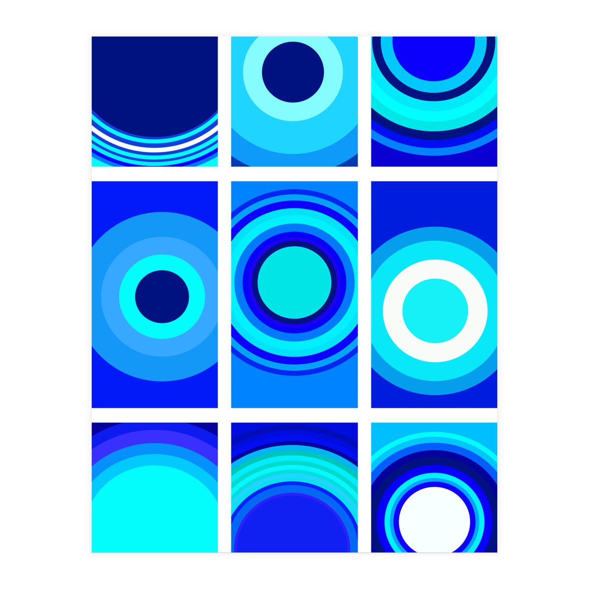 Circles & Rectangles Alt Blue 3 X 3: 1 (Print Only)