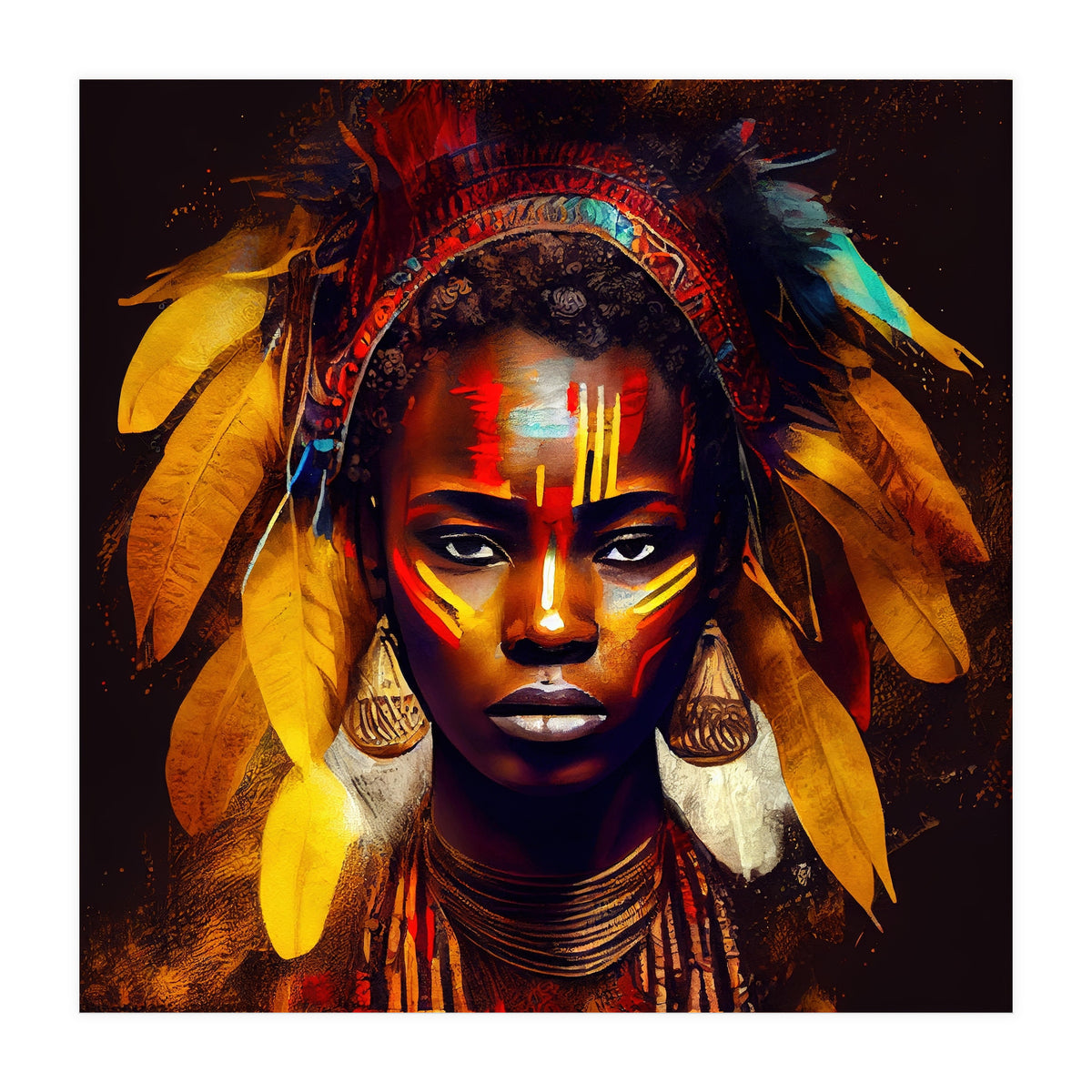 Powerful African Warrior Woman #2 (Print Only)