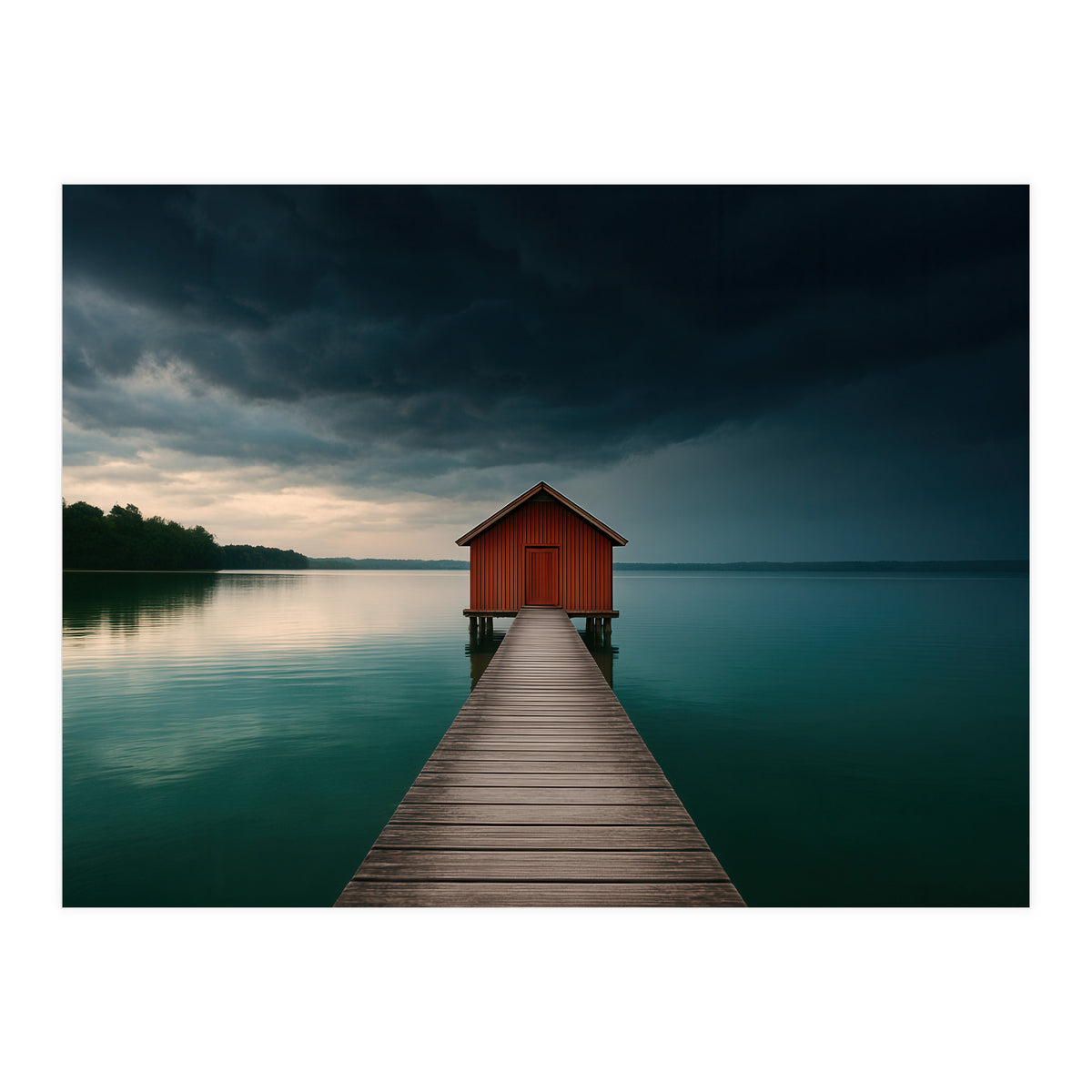 Moody Boathouse Photography Lake House (Print Only)