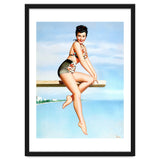 Smiling Sexy Pinup Girl Posing On A Board thumbnail