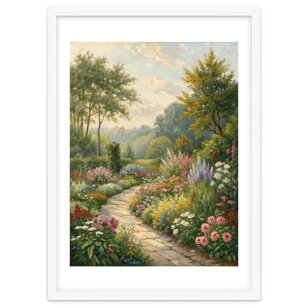 Enchanted English Cottage Garden Oil Painting
