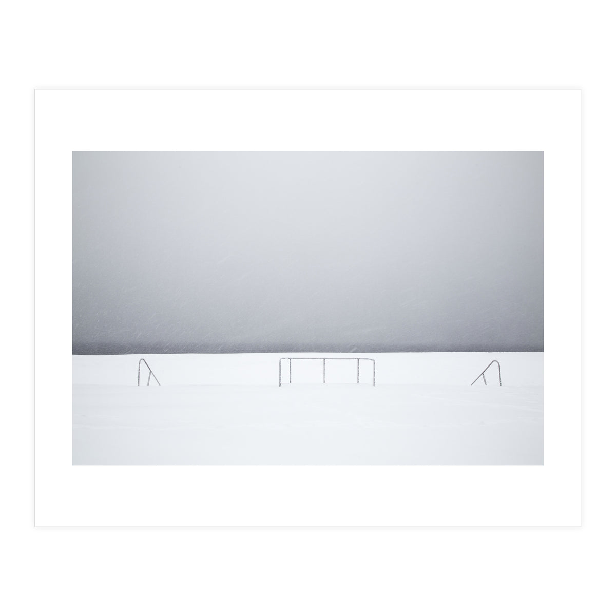 Stair railing covered by snow (Print Only)