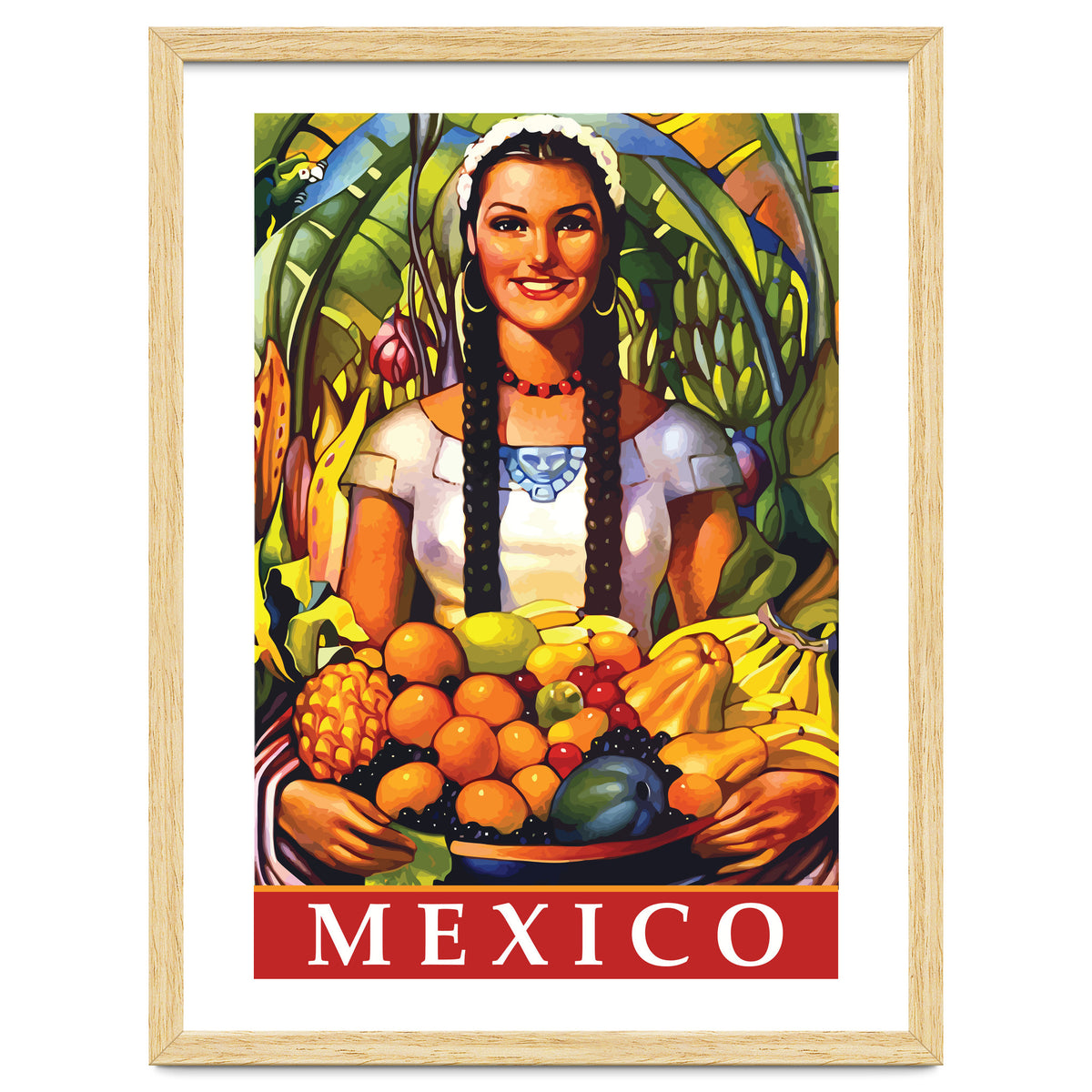 Mexico, Woman With Fruit Basket