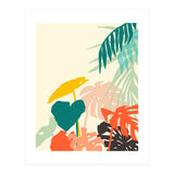 Tropical Nature, Botanical Pastel Jungle Plants Illustration, Minimal Bohemian Palm Monstera Forest (Print Only) thumbnail