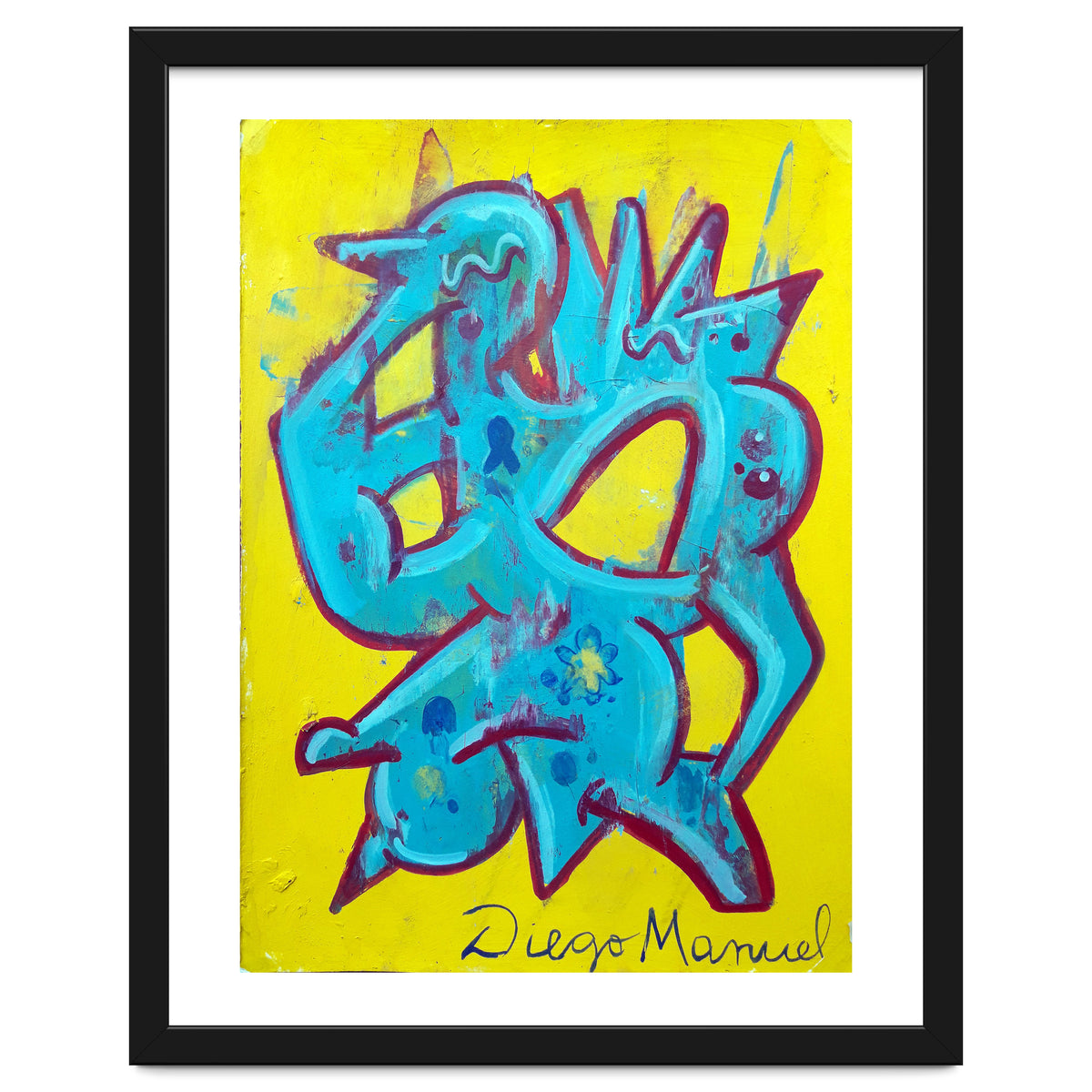 Forma Celeste Sobre Amarillo