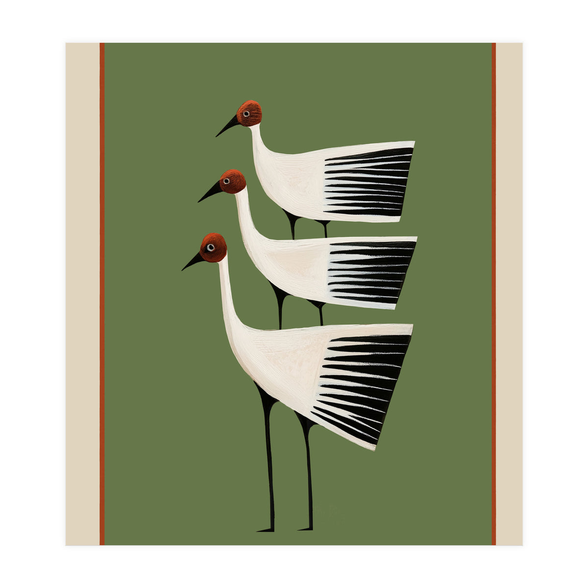 Striped Bird Trio I (Print Only)