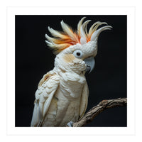 White Cockatoo Parrot Bird Perched On Branch (Print Only)