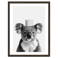 Koala, Toilet Paper Crown, Cute Animal Bathroom Art
