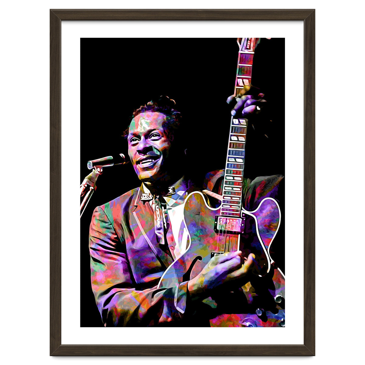 Chuck Berry Rock and Roll Guitarist Colorful
