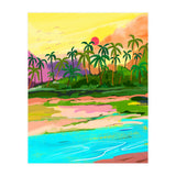 Tropical Backwaters Of Kerala, Nature Jungle Forest Landscape Painting, Dreamy Scenic Travel Lake Palm Bohemian (Print Only) thumbnail