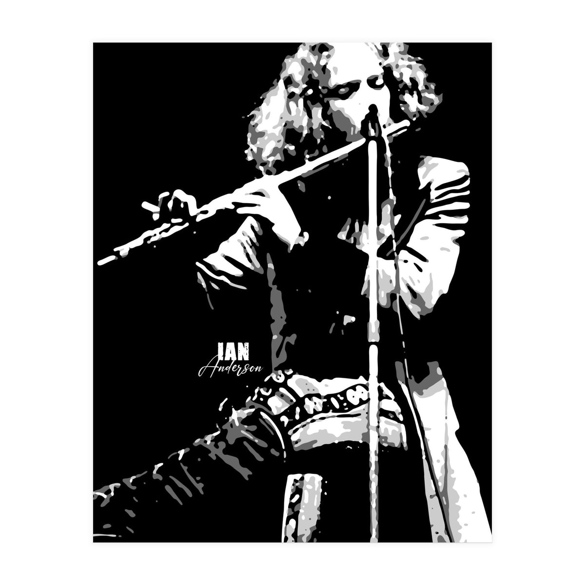 Ian Anderson British Musician Legend in Grayscale (Print Only)