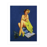 Sexy Pinup Posing With Green Towel (Print Only) thumbnail